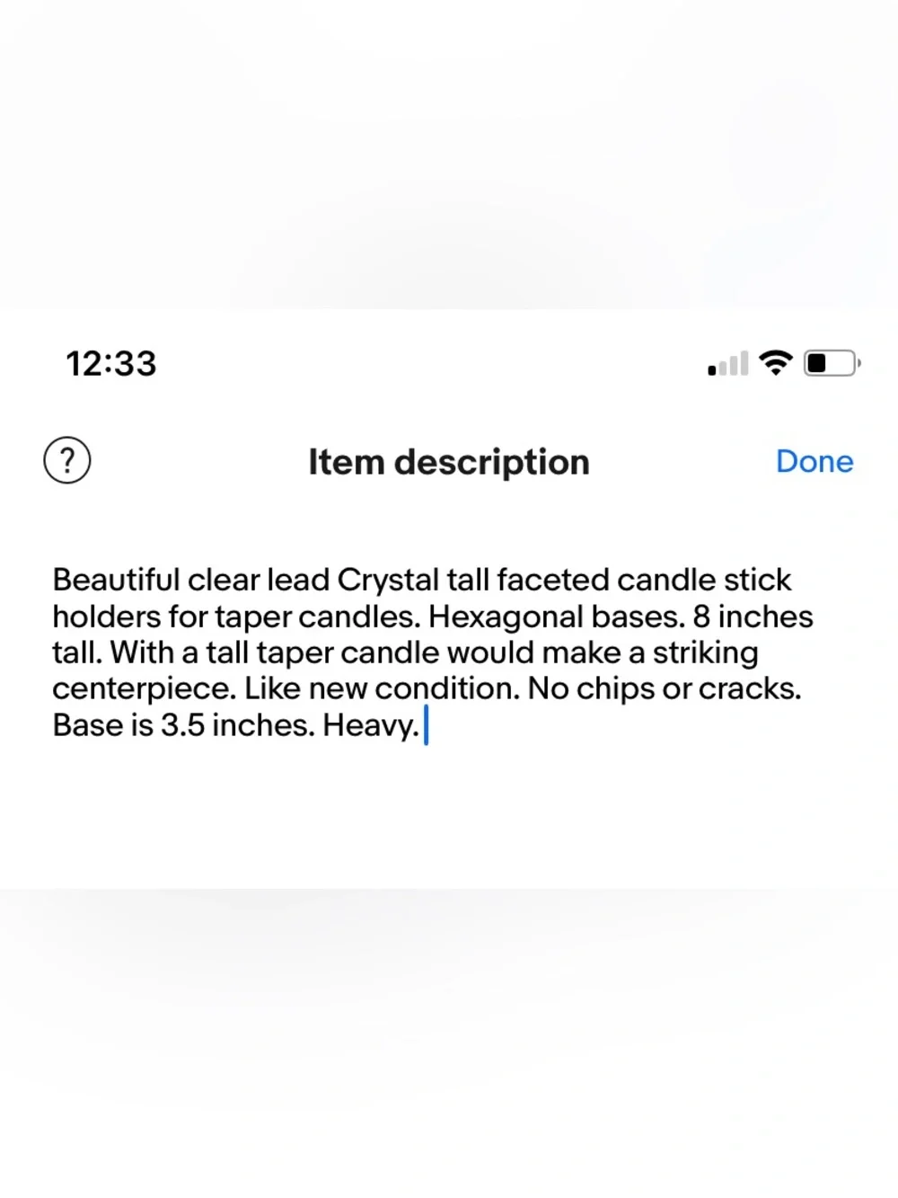 Pair Lead Crystal Tall Clear Candle Stick Holders